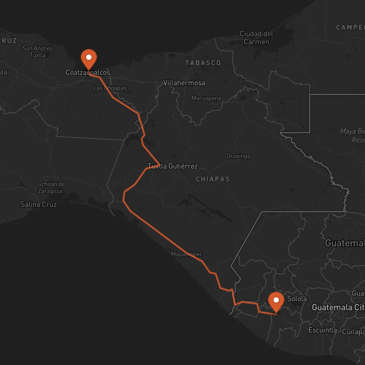 Ruta Mazatenango - Coatzacoalcos