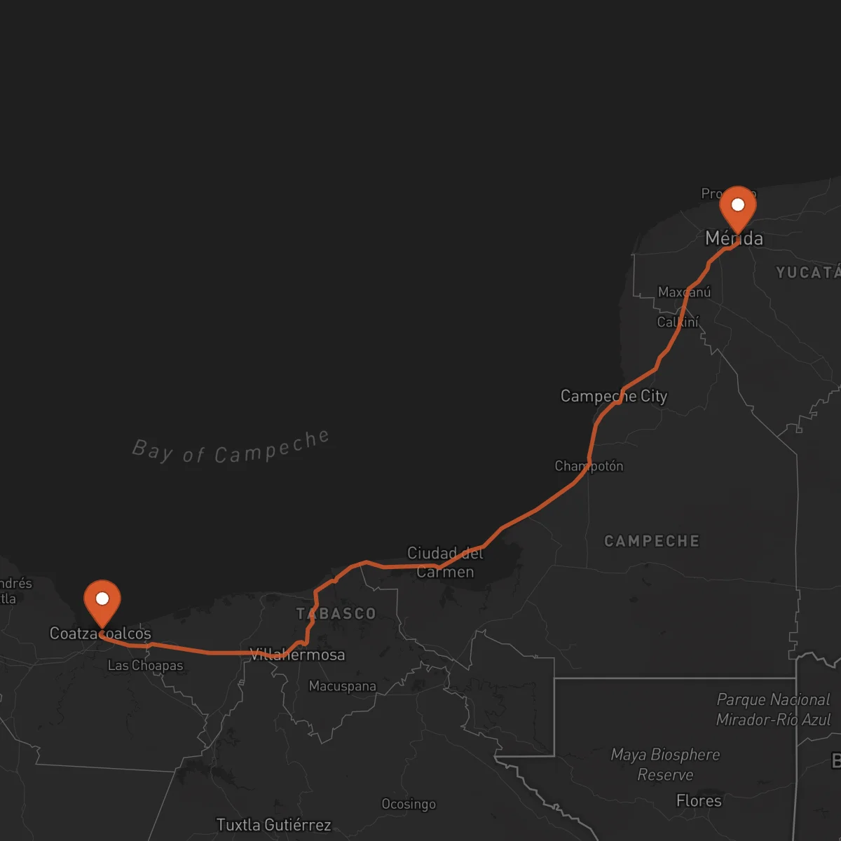 Ruta Coatzacoalcos - Mérida
