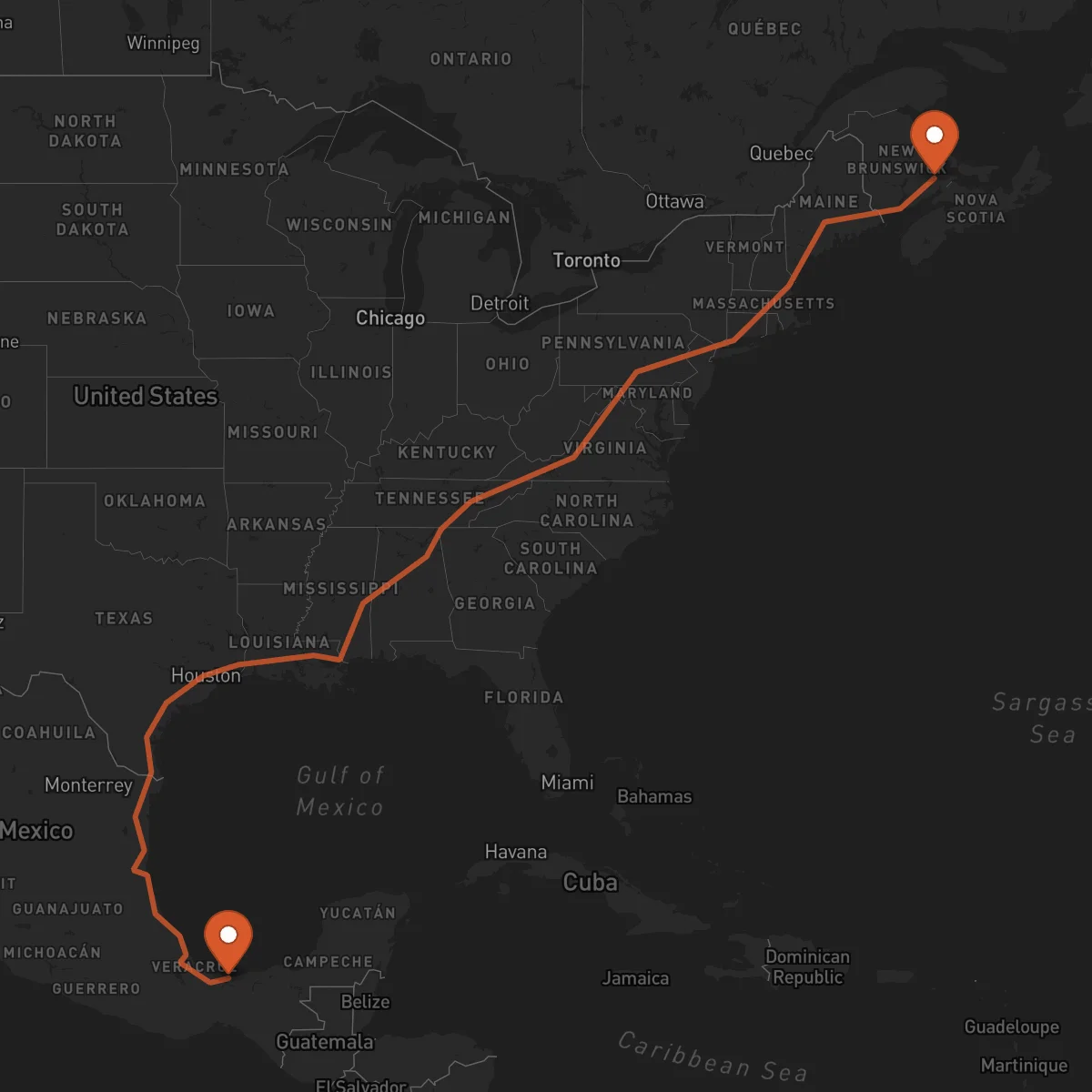 Ruta Coatzacoalcos - Moncton