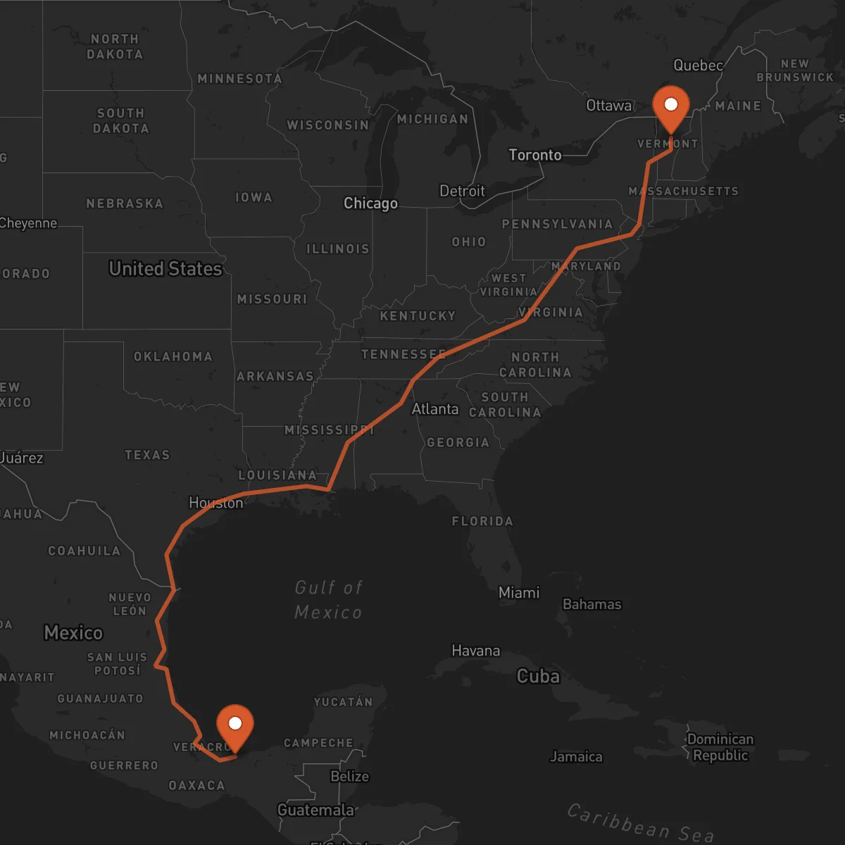 Ruta Montpelier - Coatzacoalcos