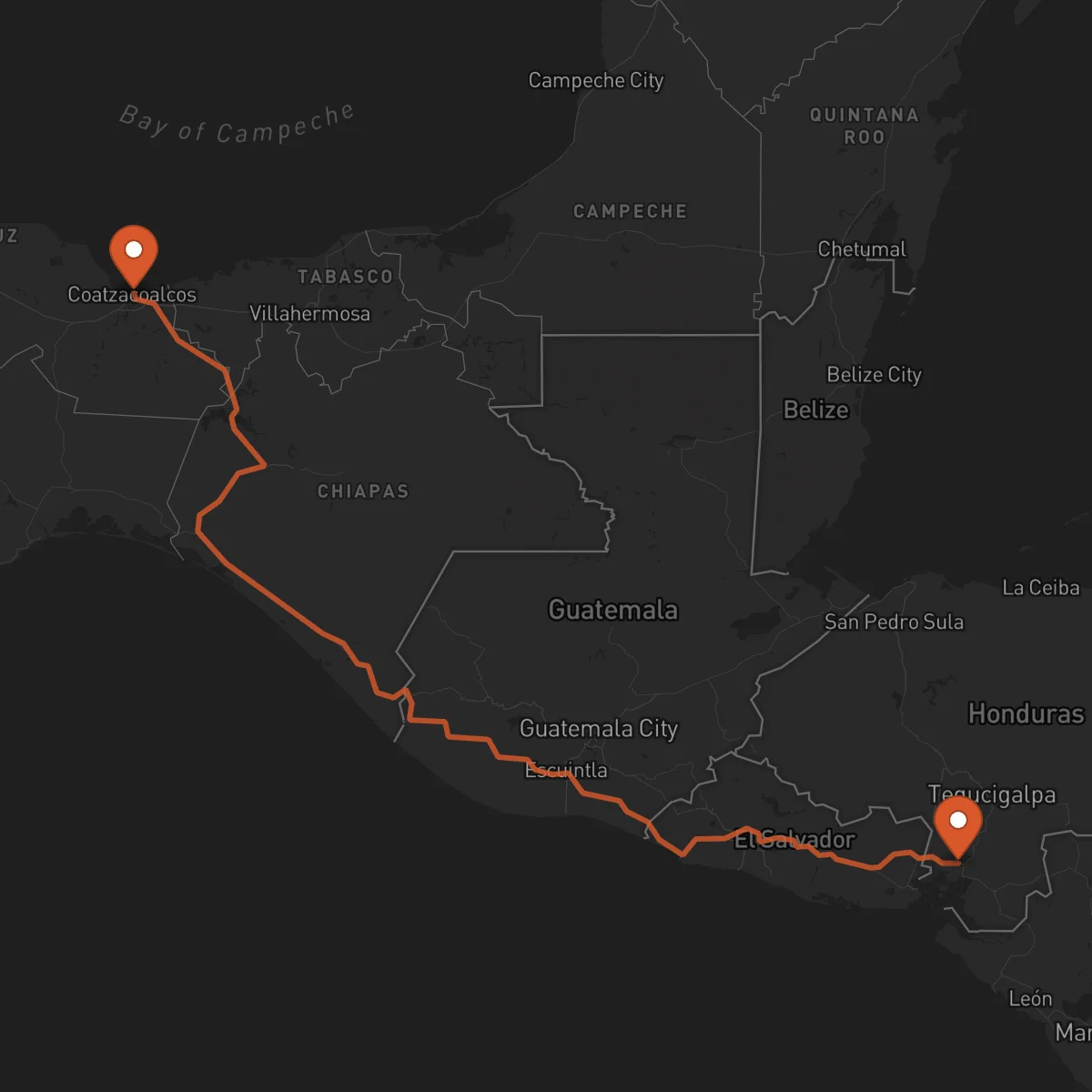 Ruta Nacaome - Coatzacoalcos