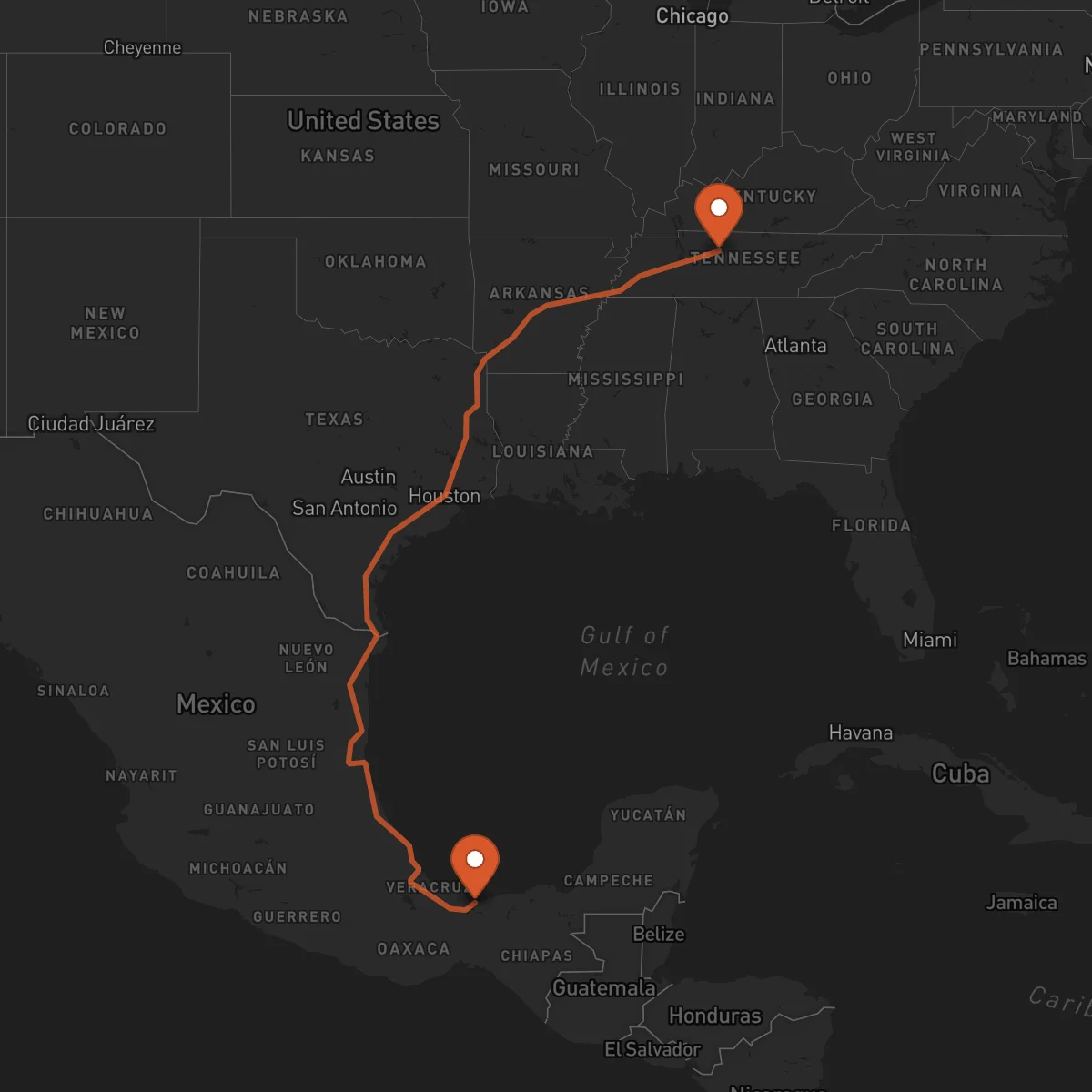Ruta Coatzacoalcos - Nashville
