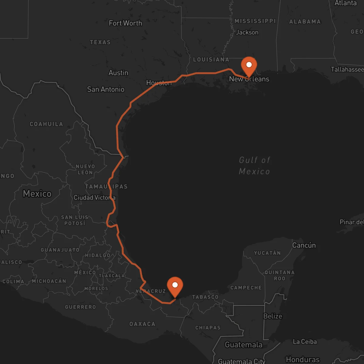 Ruta Nova Orleães - Coatzacoalcos