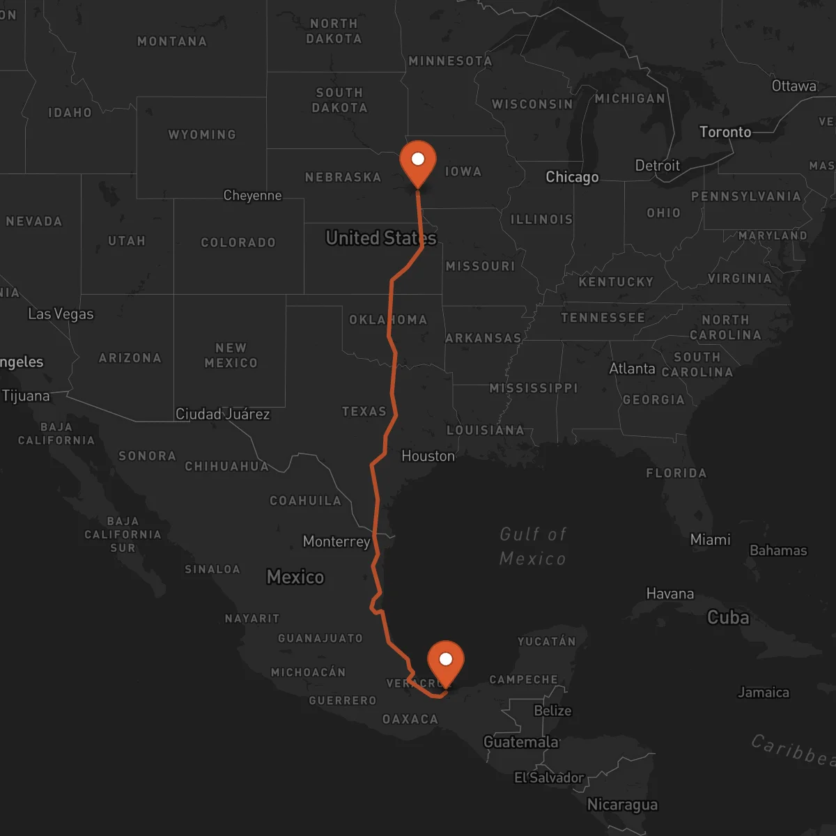 Ruta Coatzacoalcos - Omaha
