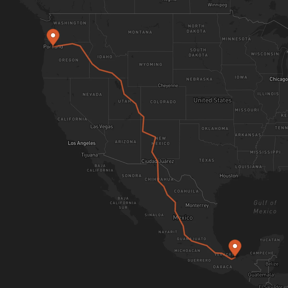 Ruta Portland - Coatzacoalcos