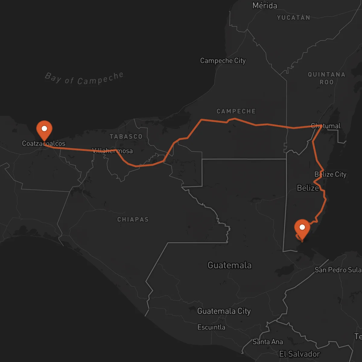 Ruta Punta Gorda - Coatzacoalcos