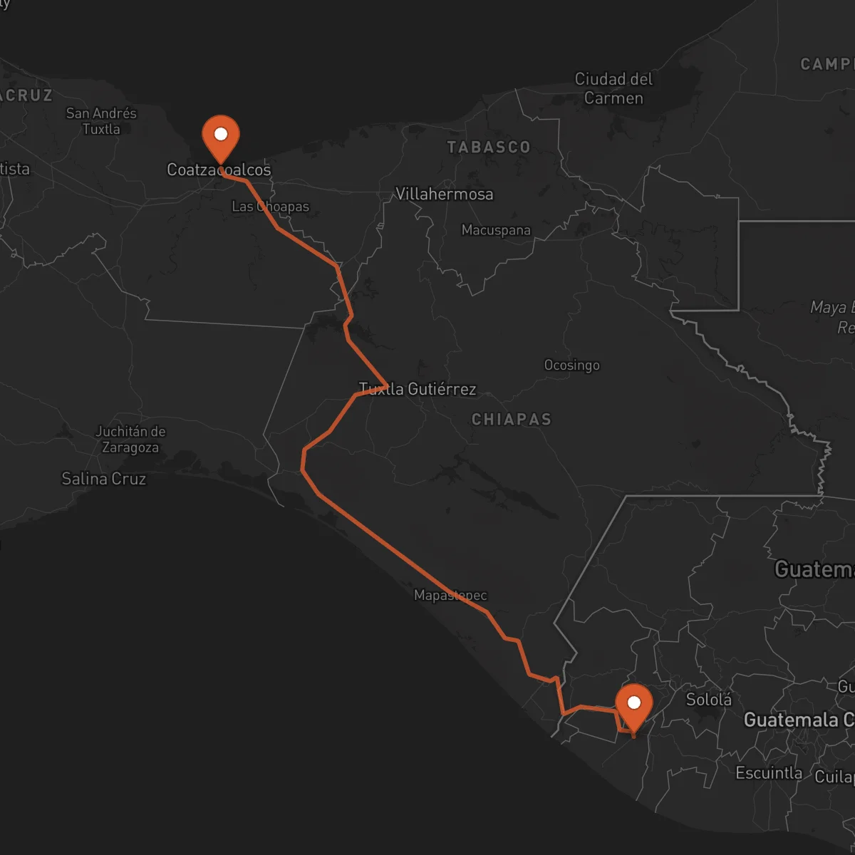 Ruta Retalhuleu - Coatzacoalcos