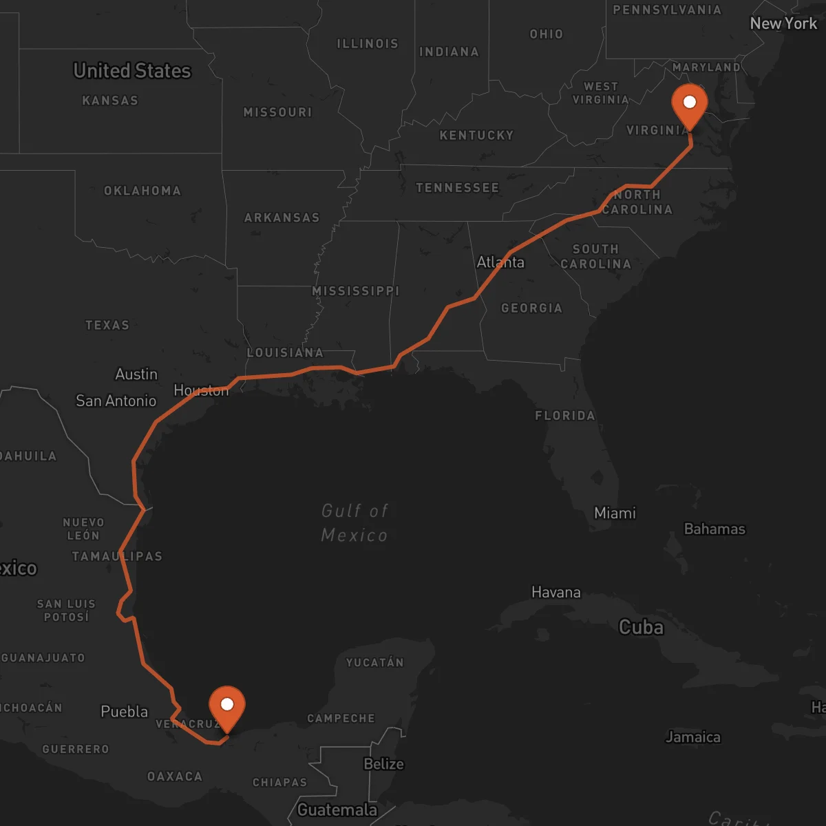 Ruta Richmond - Coatzacoalcos