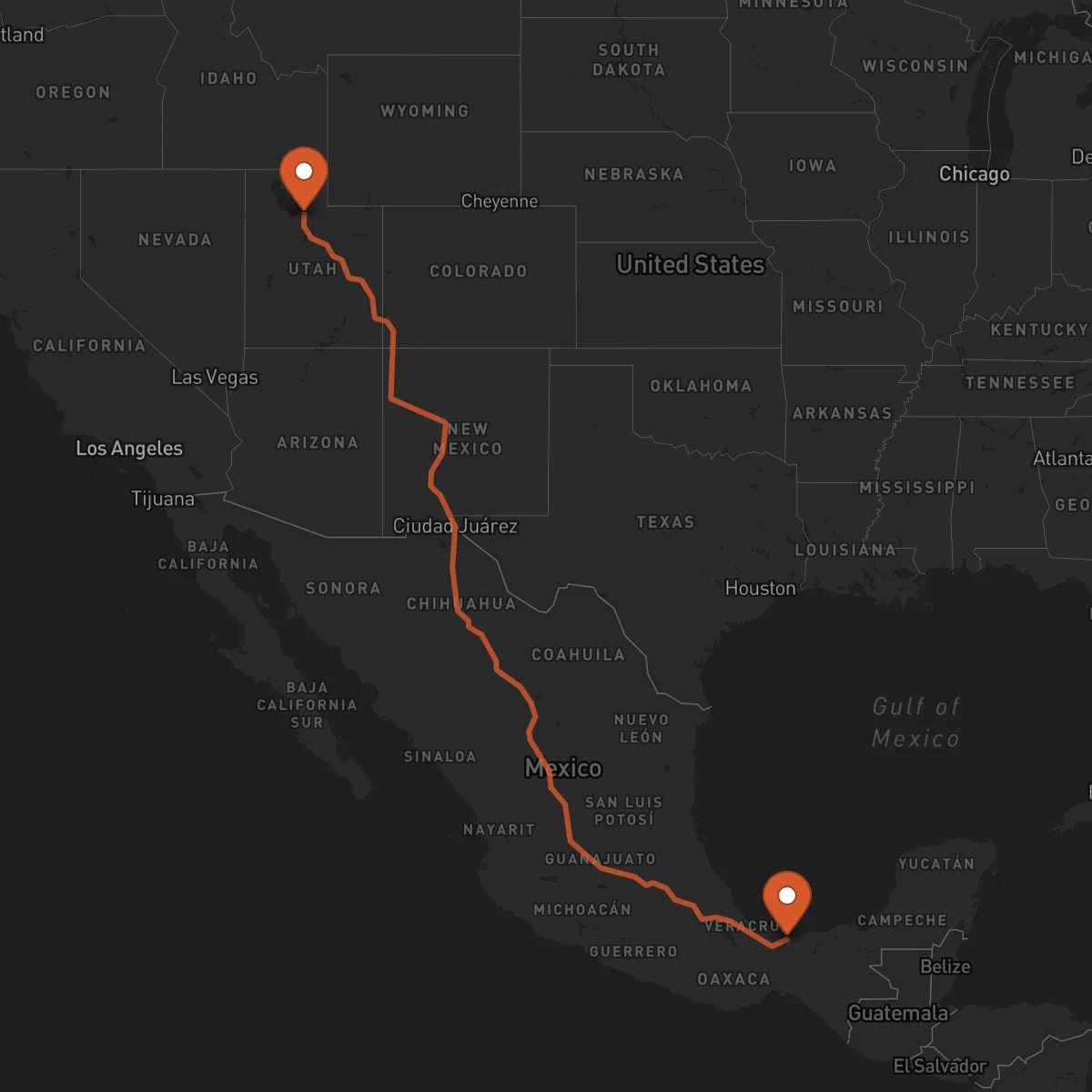 Ruta Coatzacoalcos - Salt Lake City