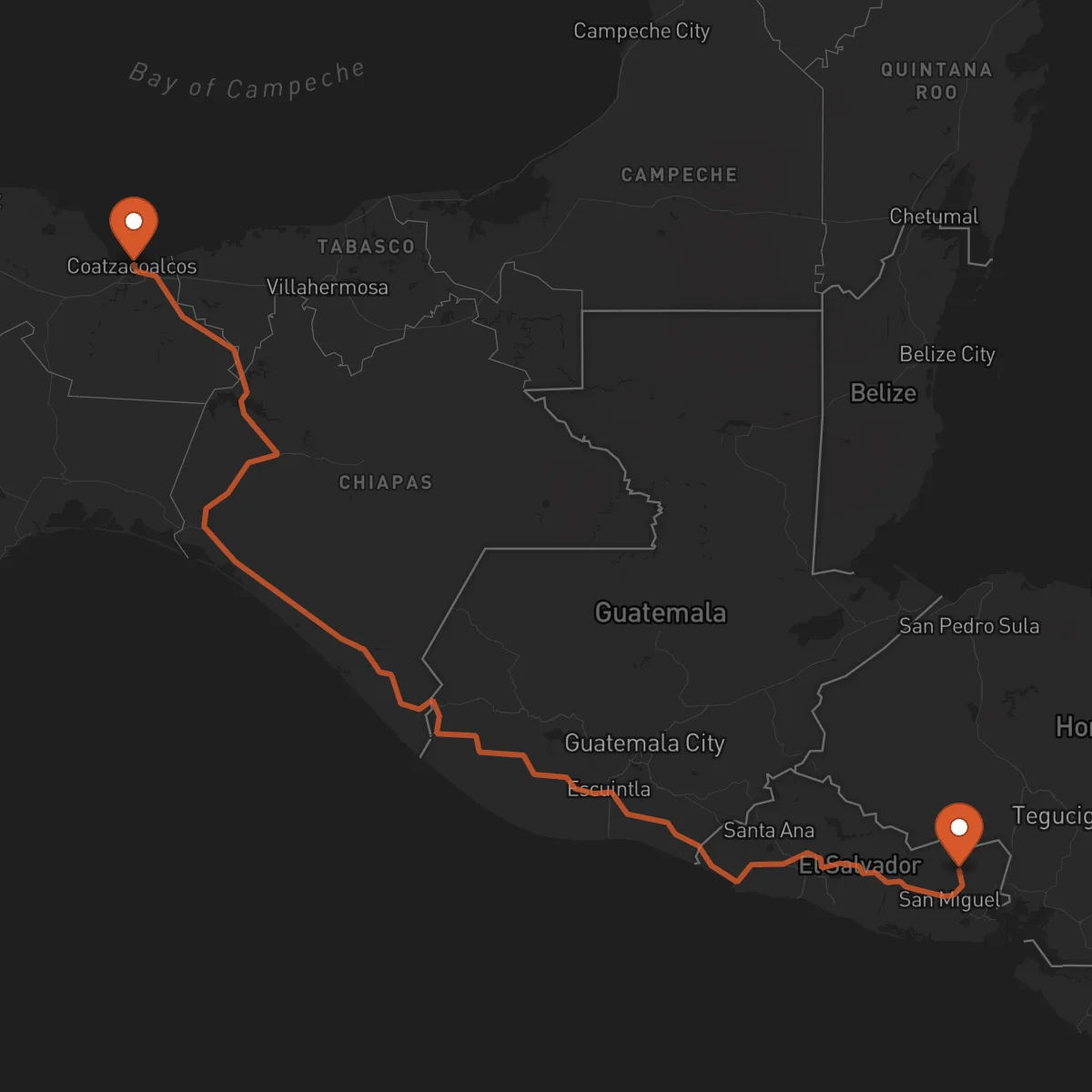 Ruta Coatzacoalcos - San Francisco Gotera