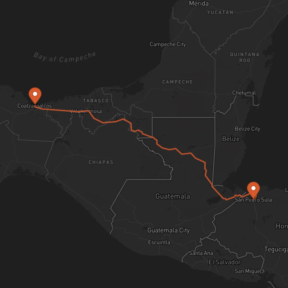 Ruta San Pedro Sula - Coatzacoalcos
