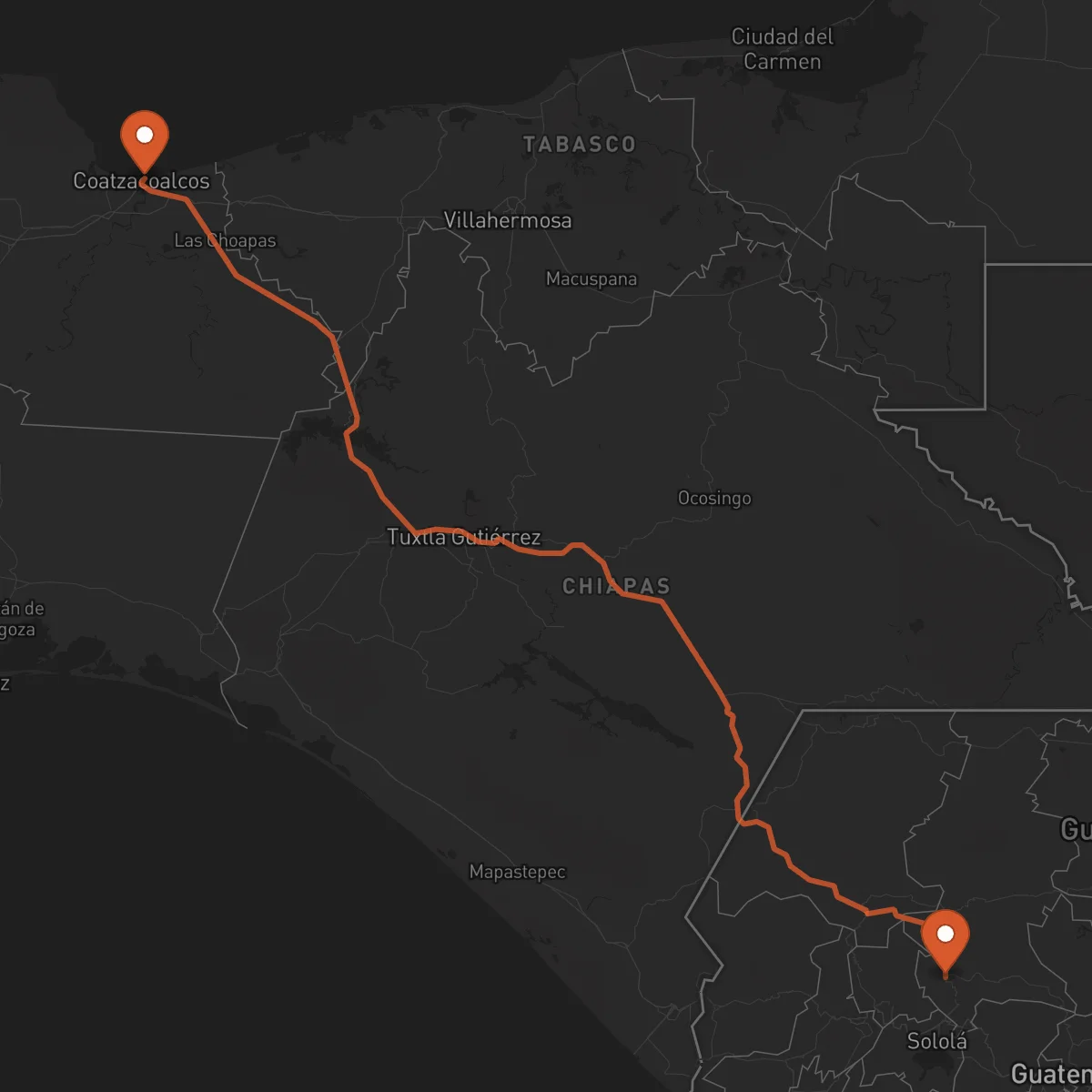 Ruta Coatzacoalcos - Santa Cruz del Quiché