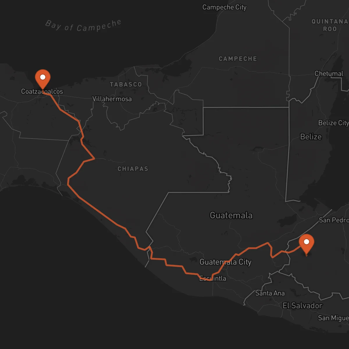 Ruta Santa Rosa de Copán - Coatzacoalcos