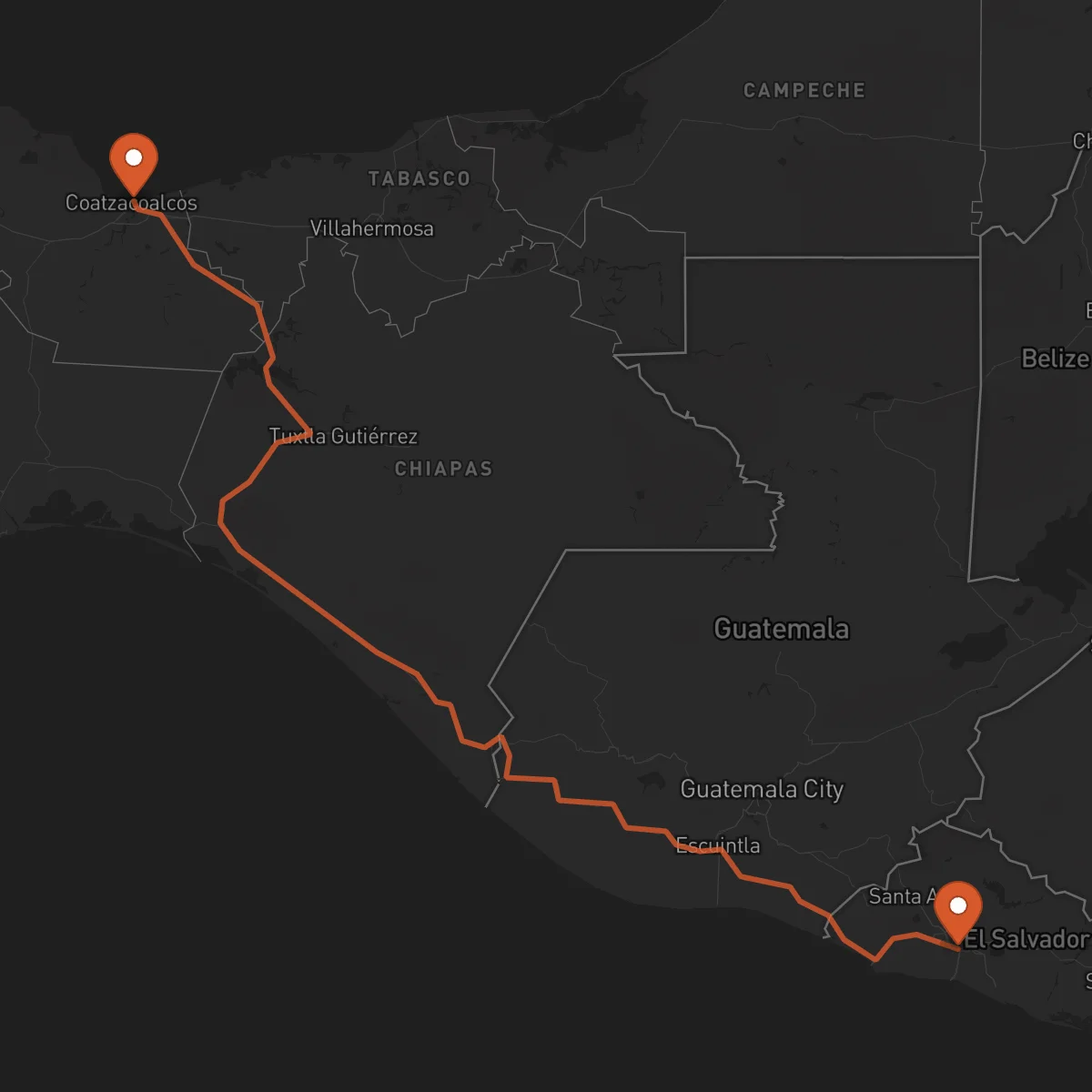 Ruta Coatzacoalcos - Santa Tecla
