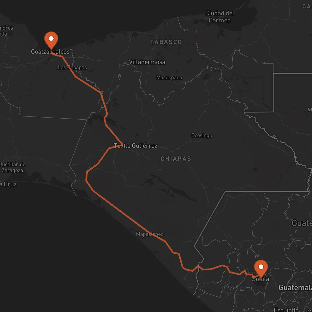 Ruta Sololá - Coatzacoalcos