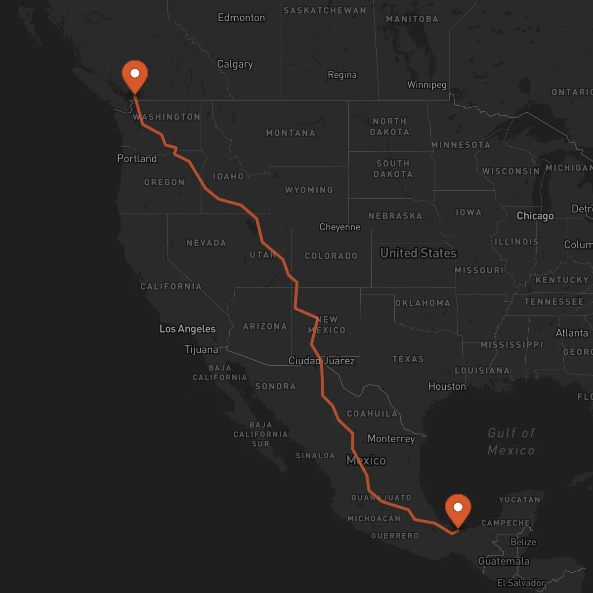 Ruta Surrey - Coatzacoalcos