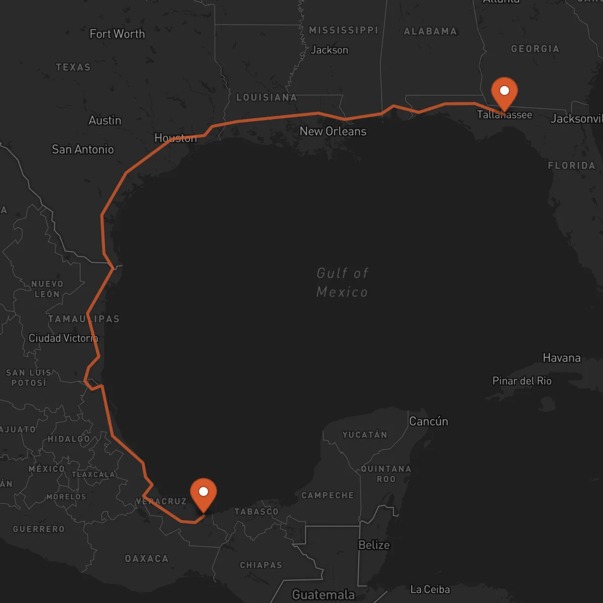 Ruta Tallahassee - Coatzacoalcos