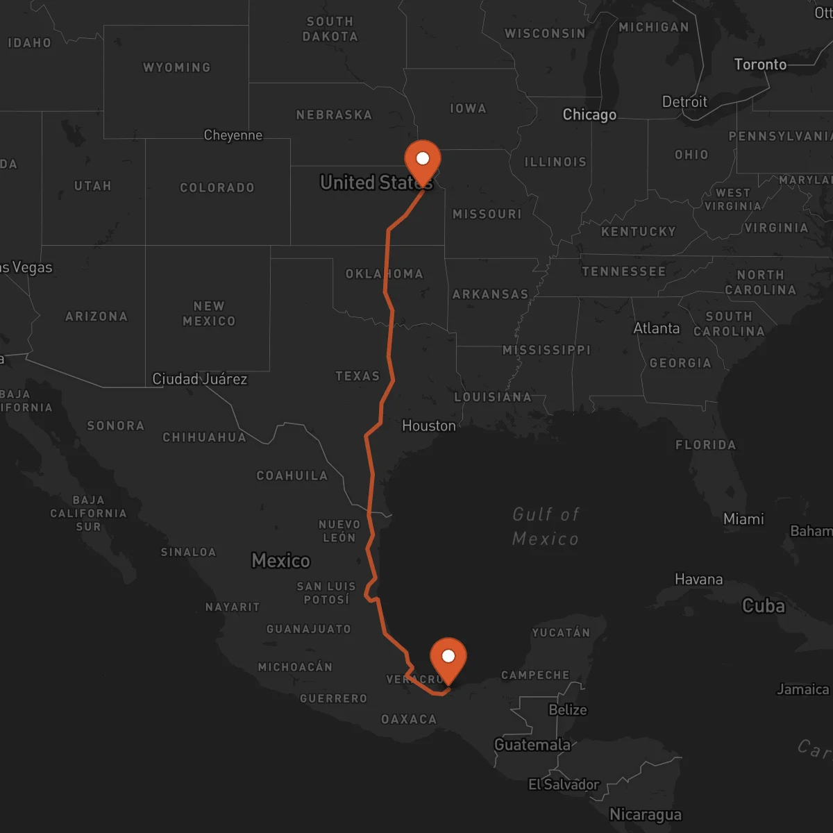 Ruta Coatzacoalcos - Topeka