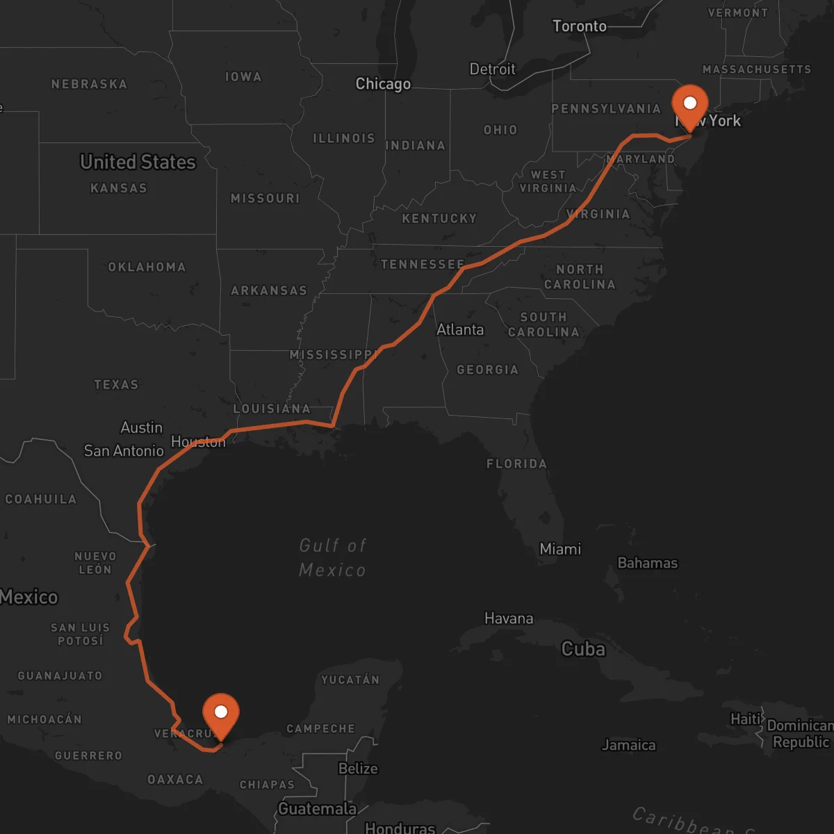 Ruta Coatzacoalcos - Trenton