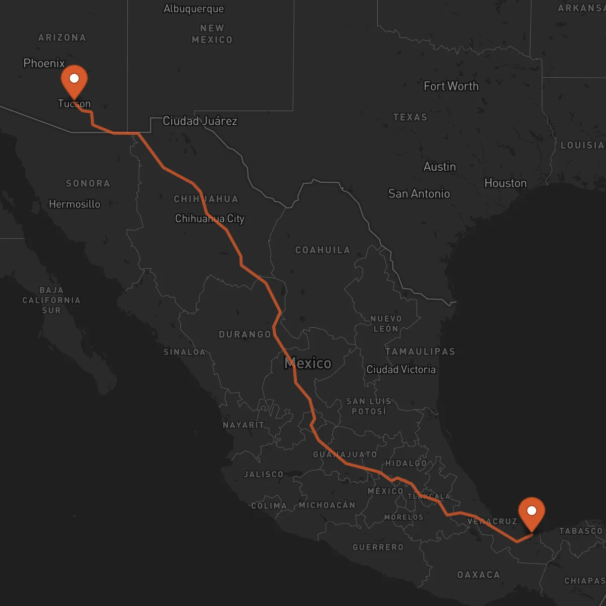 Ruta Tucson - Coatzacoalcos