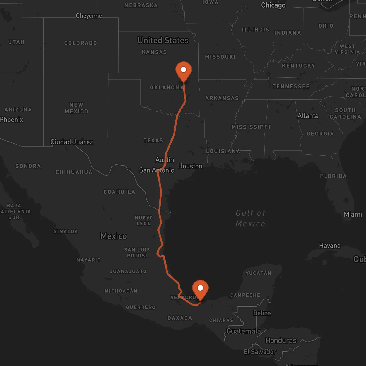 Ruta Tulsa - Coatzacoalcos