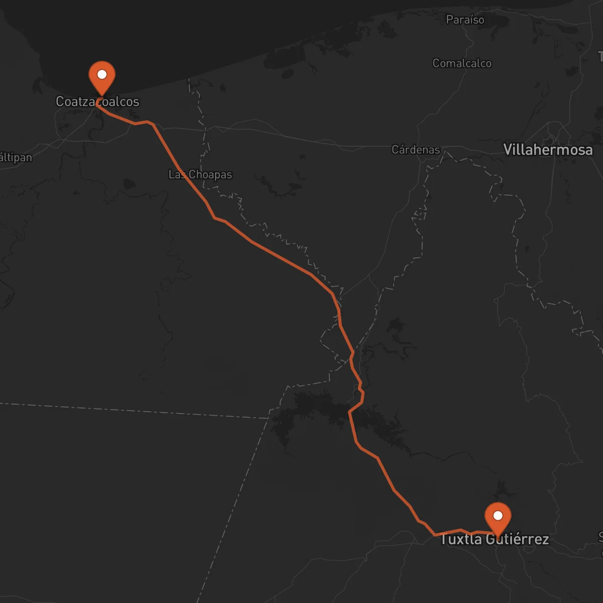 Ruta Tuxtla Gutiérrez - Coatzacoalcos