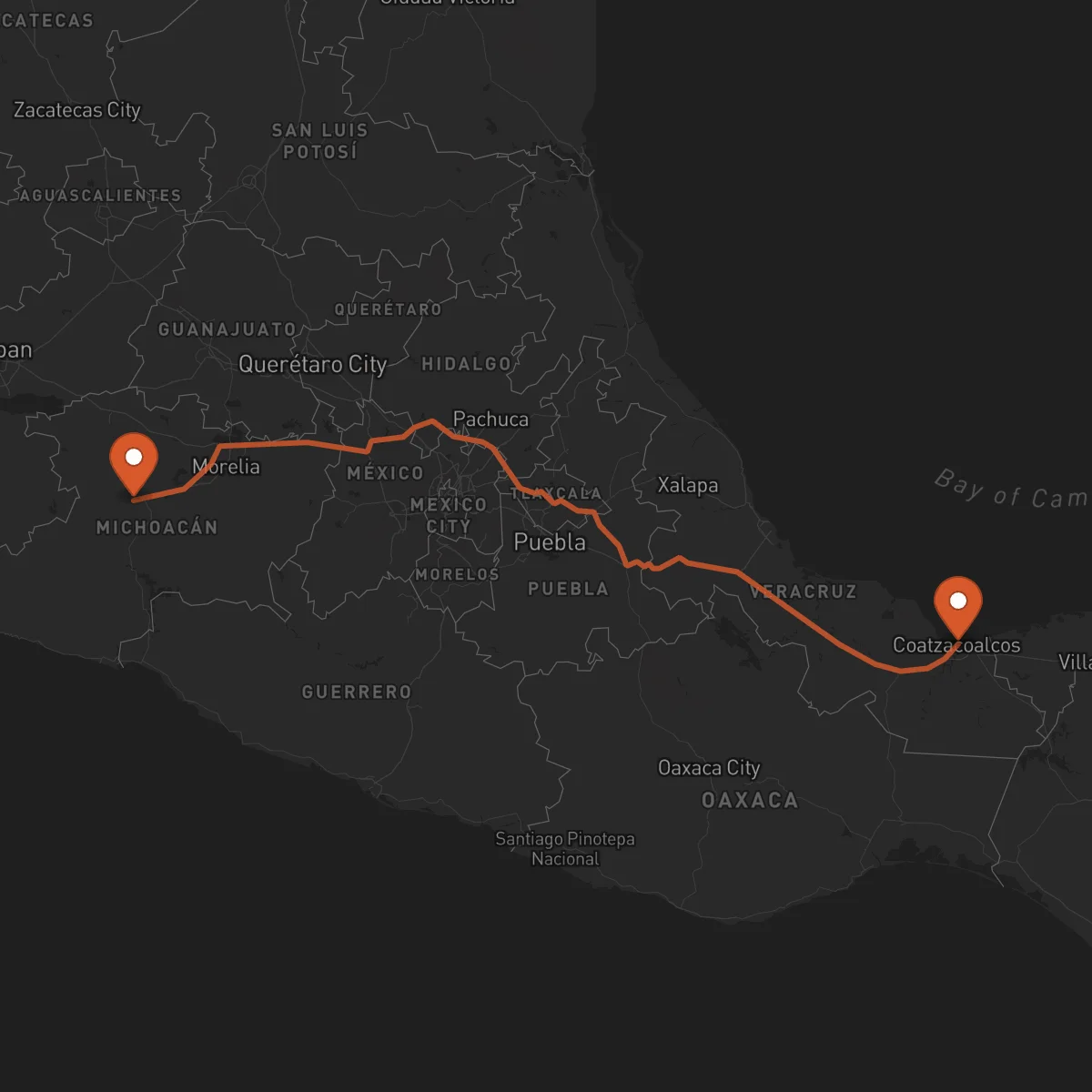 Ruta Uruapan - Coatzacoalcos