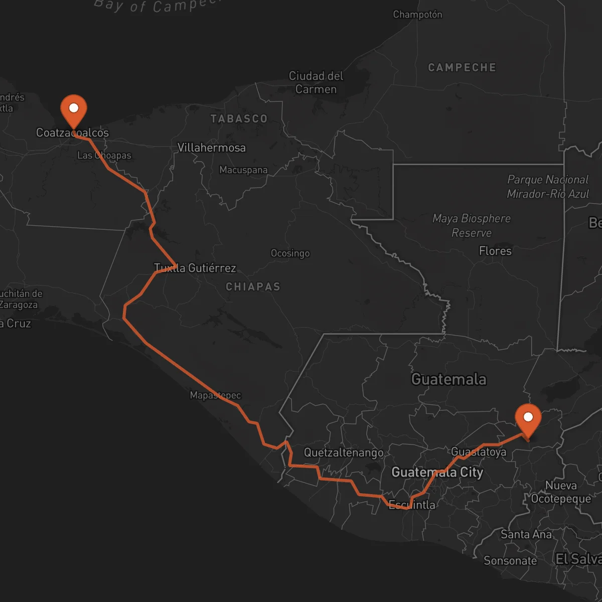 Ruta Coatzacoalcos - Zacapa