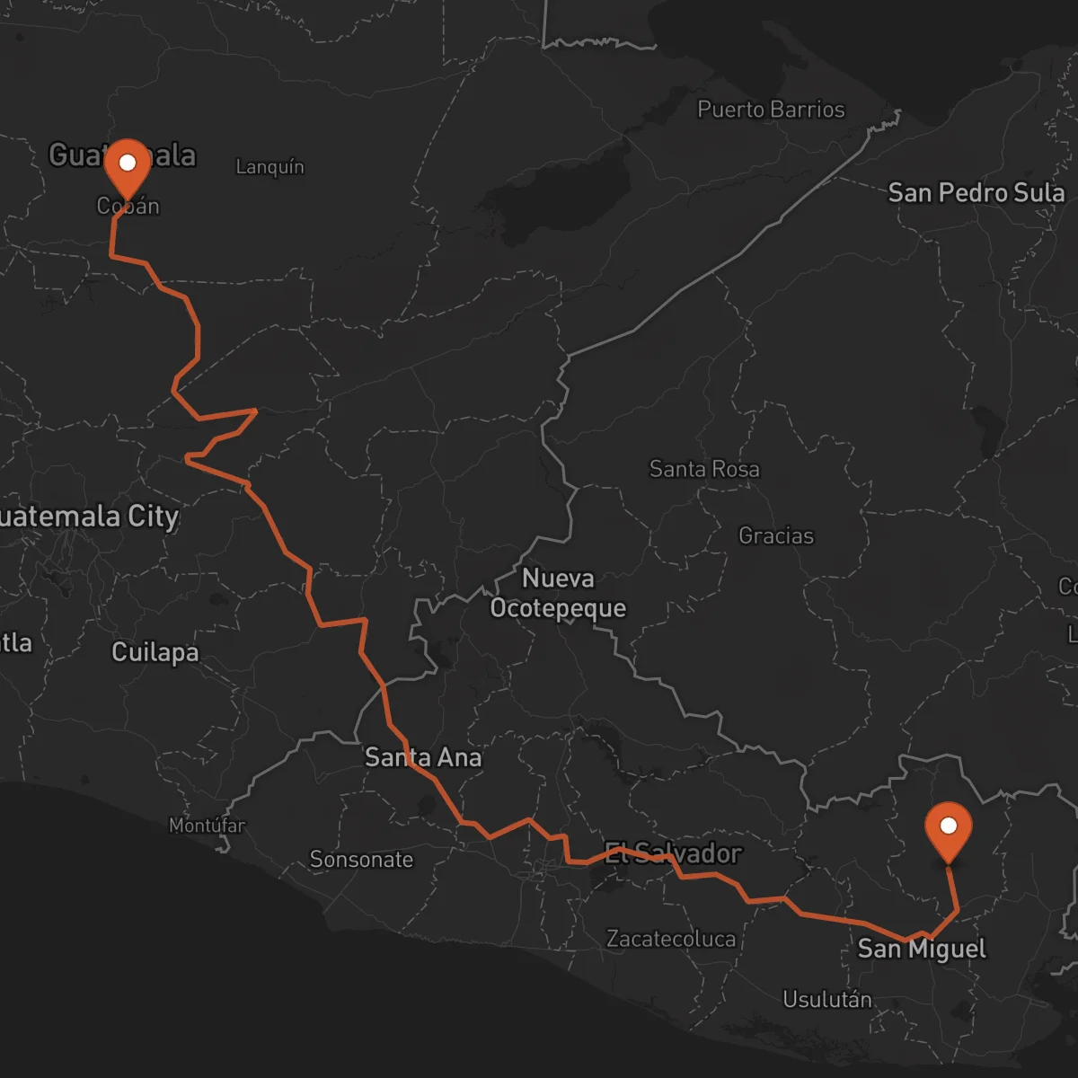 Ruta San Francisco Gotera - Cobán