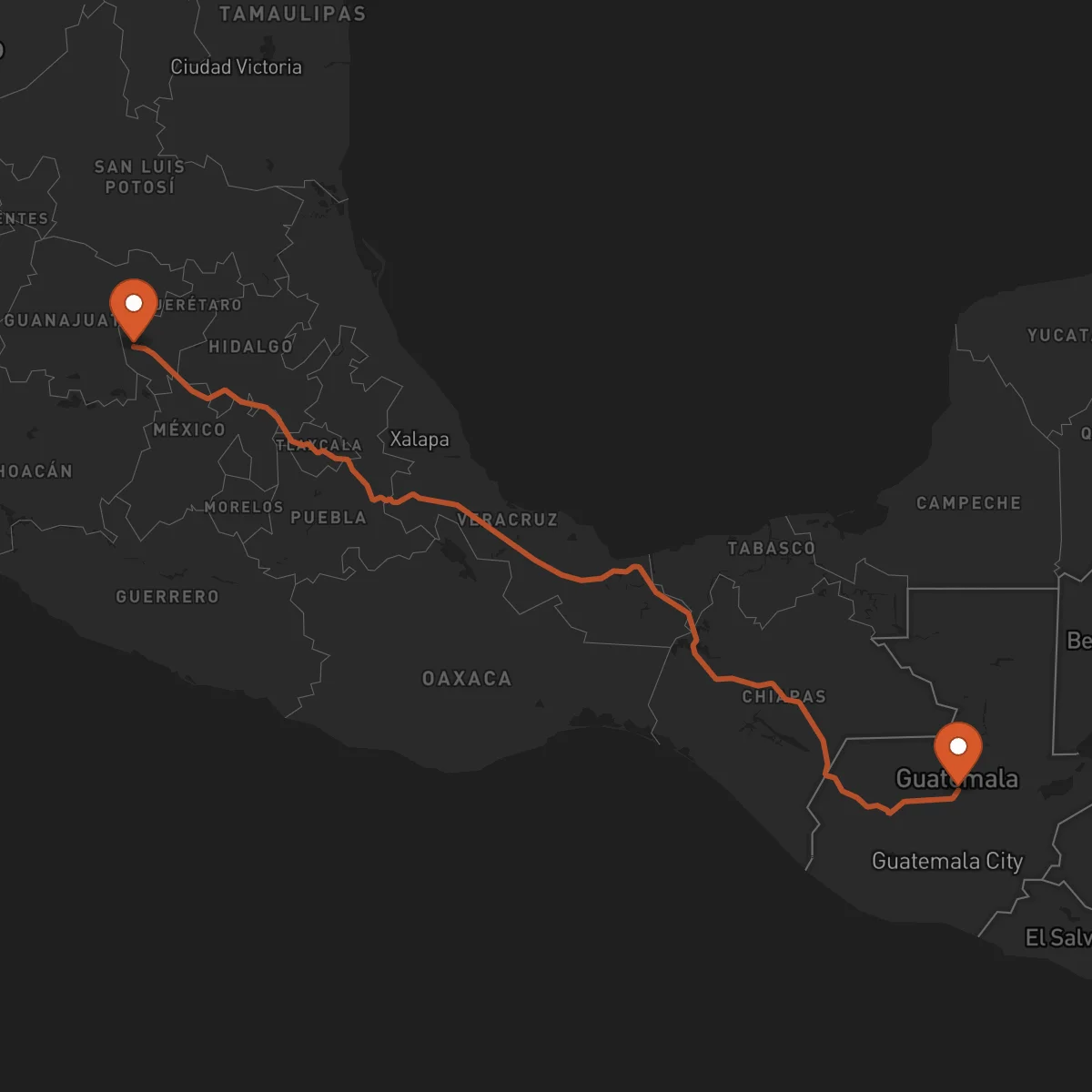 Ruta Santiago de Querétaro - Cobán