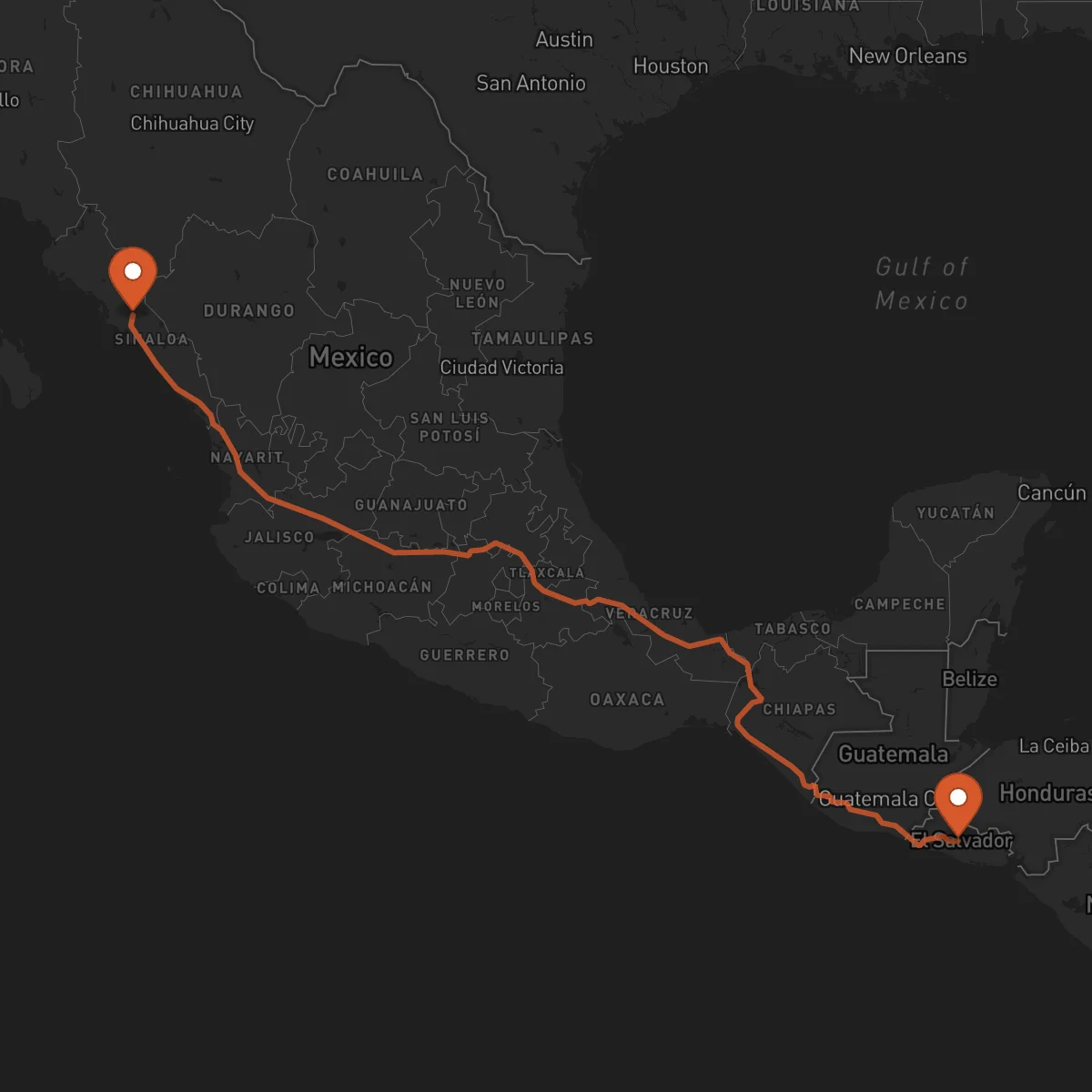 Ruta Cojutepeque - Culiacán Rosales