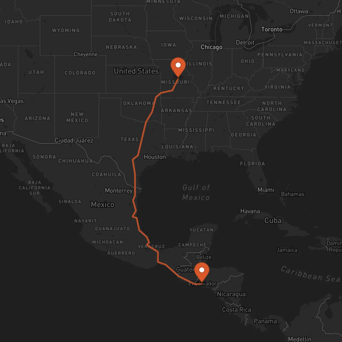Ruta Jefferson City - Cojutepeque