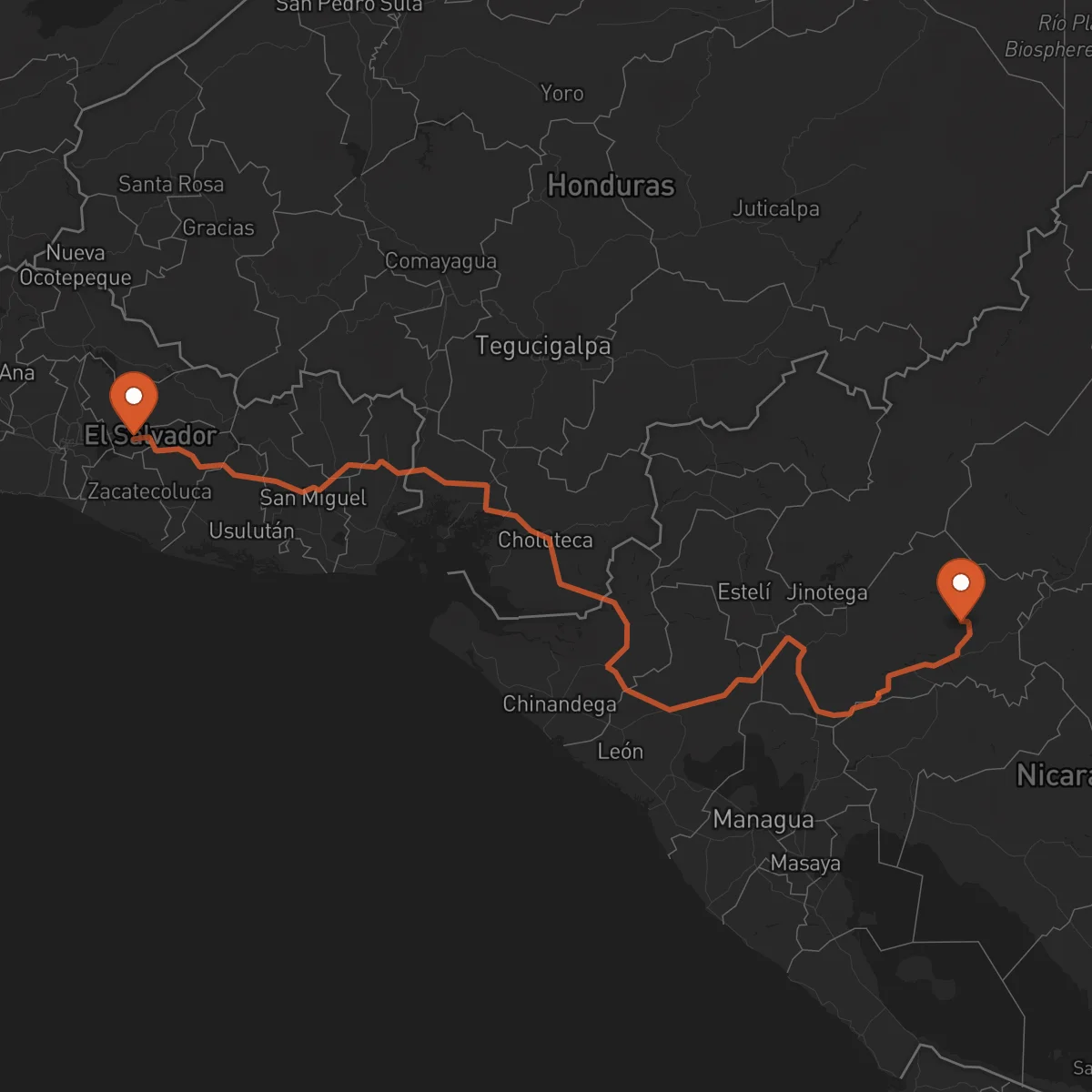 Ruta Cojutepeque - Matagalpa