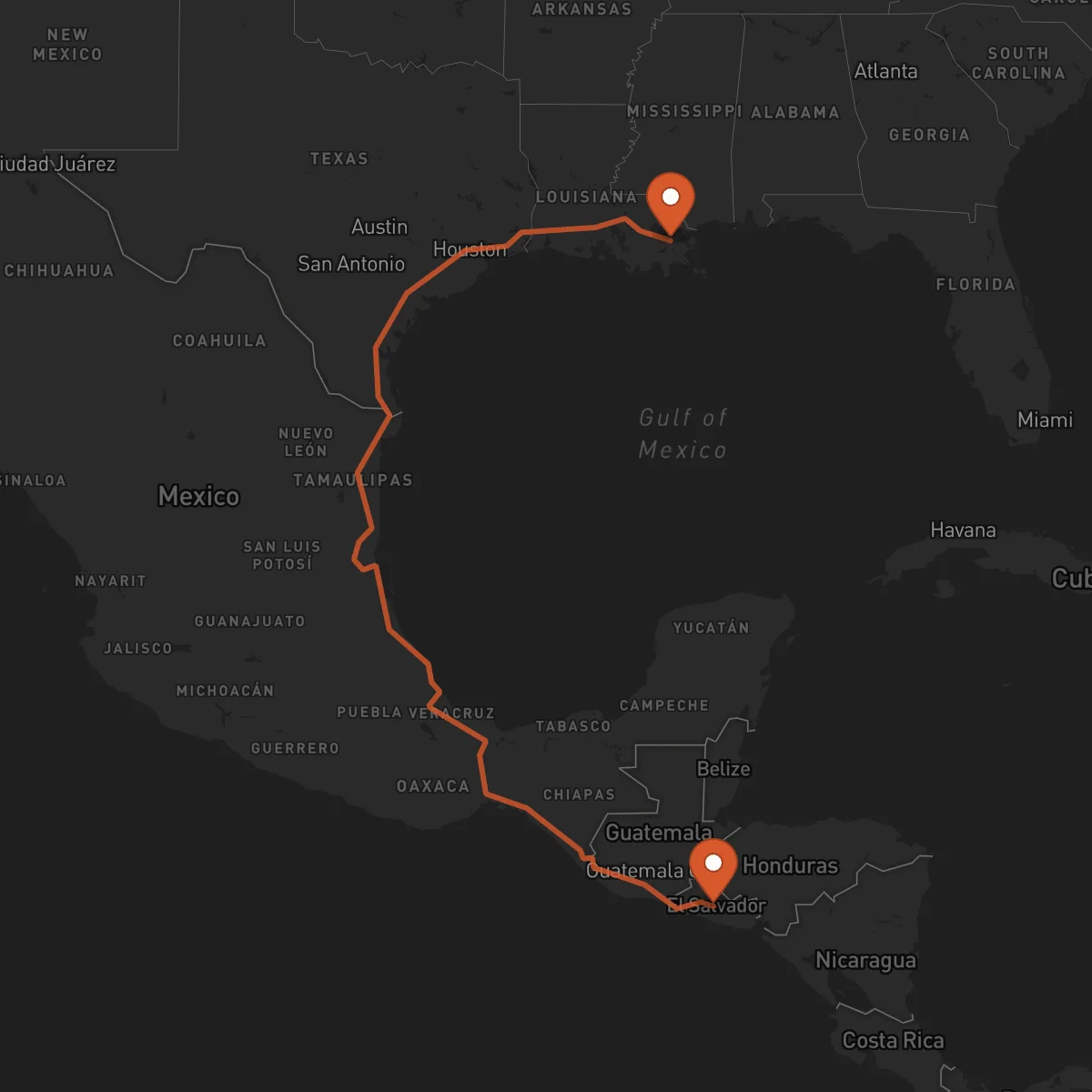 Ruta Cojutepeque - New Orleans