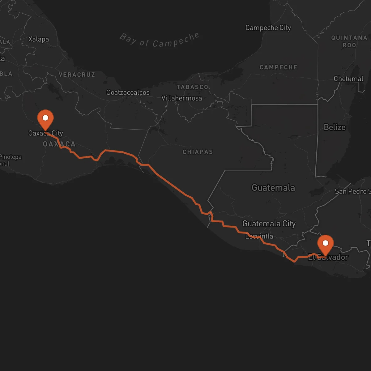 Ruta Oaxaca de Juárez - Cojutepeque