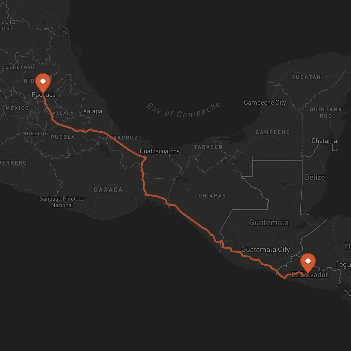 Ruta Cojutepeque - Pachuca de Soto
