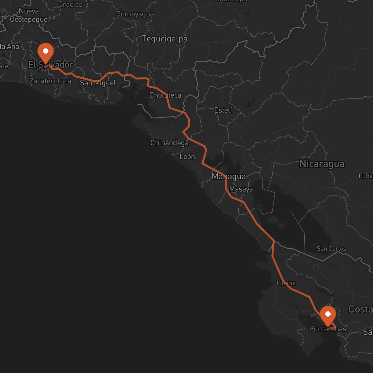 Ruta Cojutepeque - Puntarenas