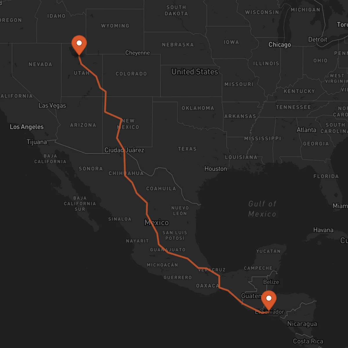 Ruta Cojutepeque - Salt Lake City