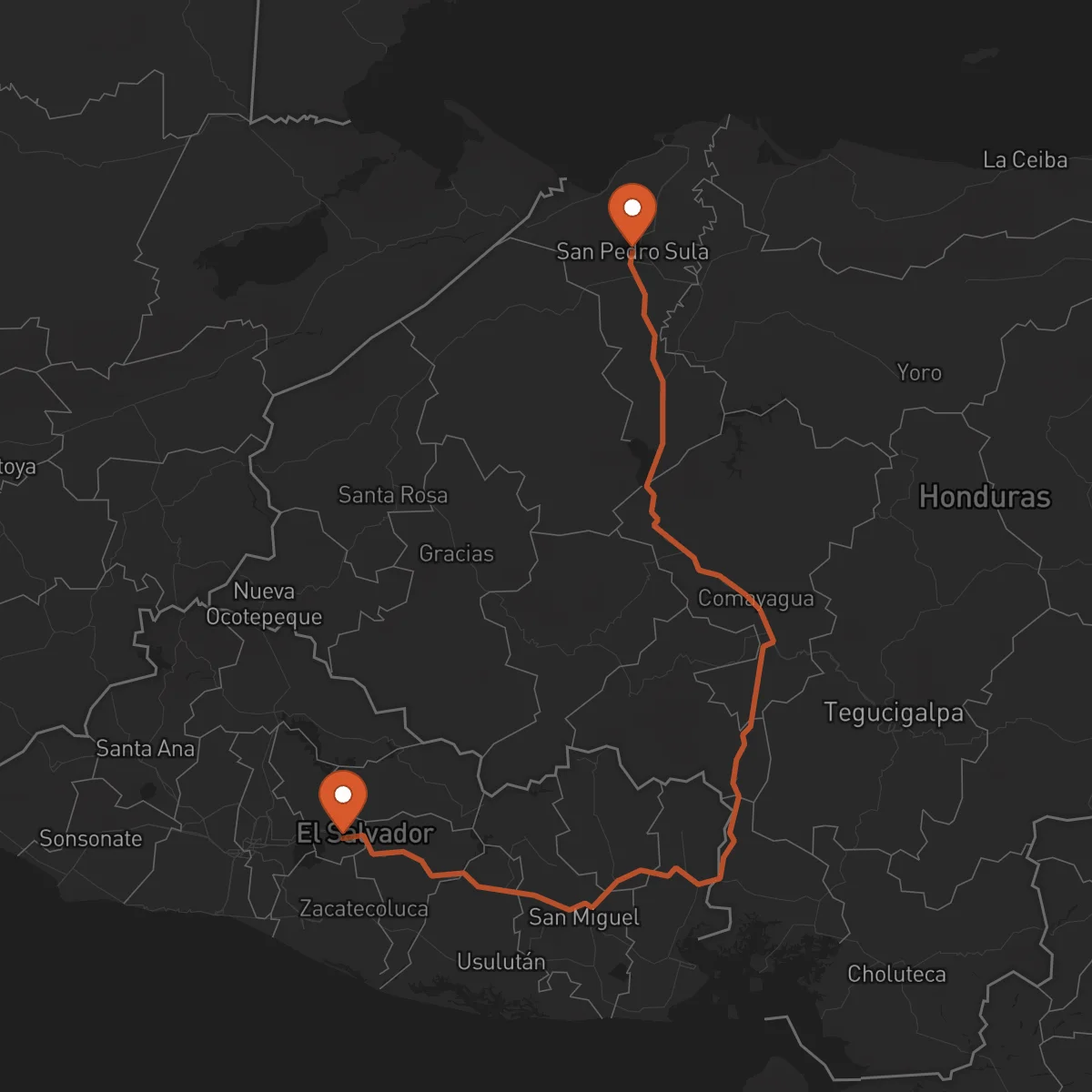 Ruta Cojutepeque - San Pedro Sula