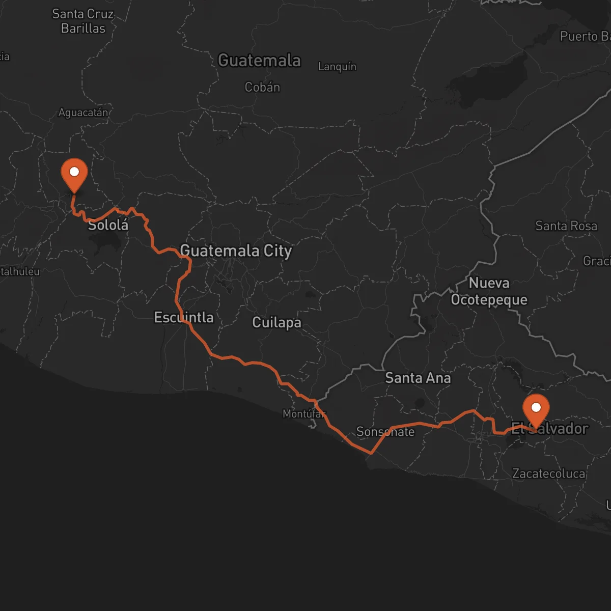 Ruta Totonicapán - Cojutepeque