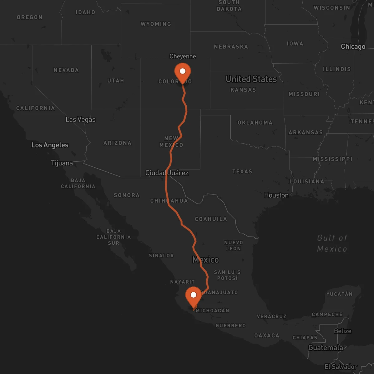 Ruta Colorado Springs - Colima
