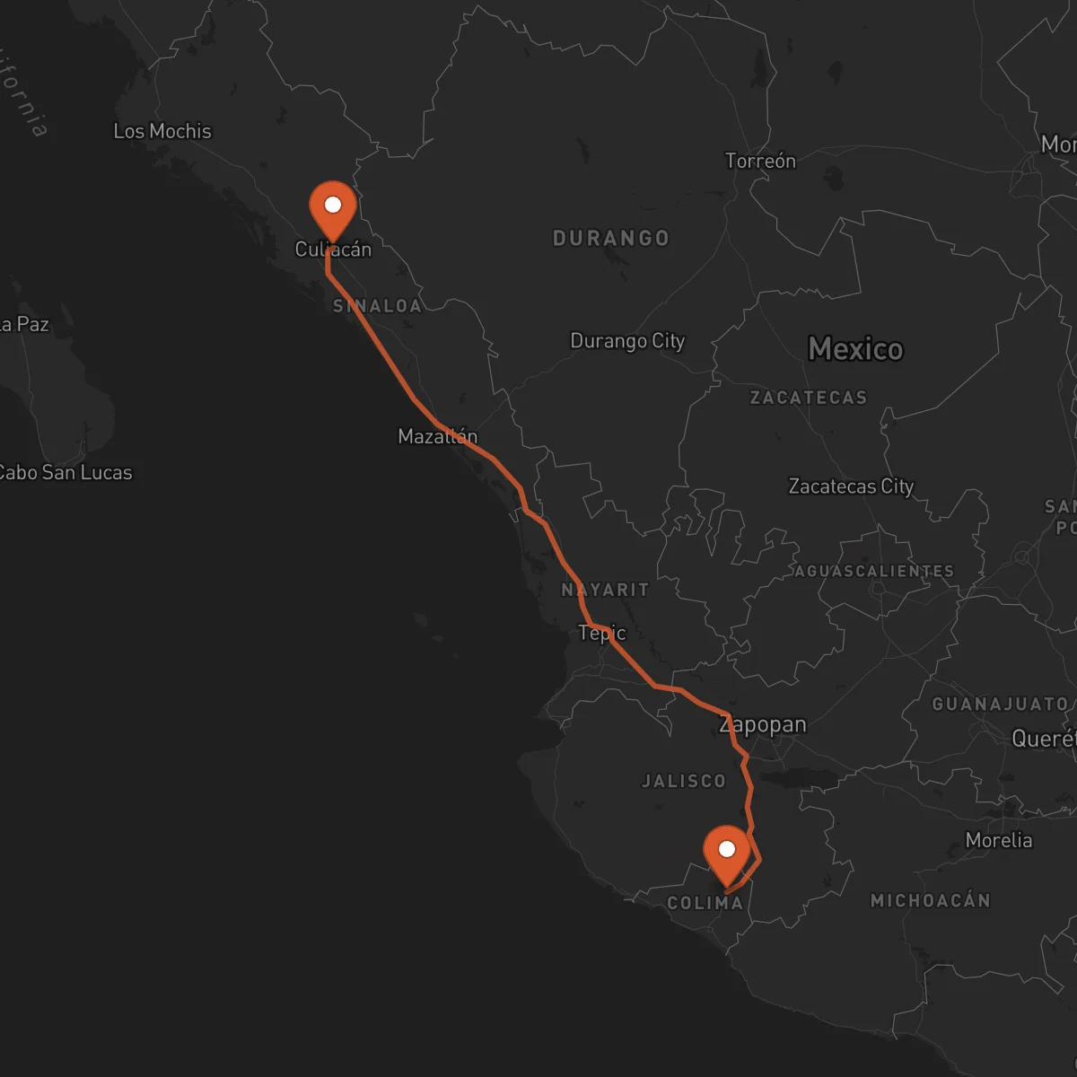 Ruta Culiacán Rosales - Colima