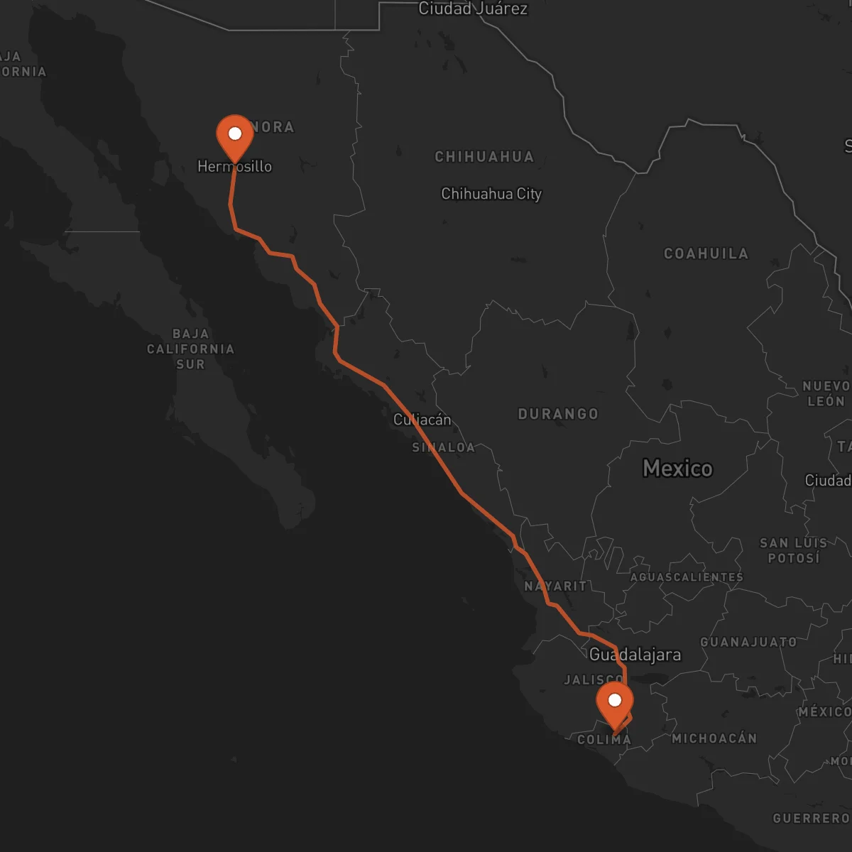 Ruta Hermosillo - Colima