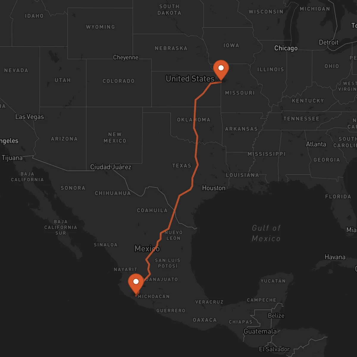 Ruta Kansas City - Colima
