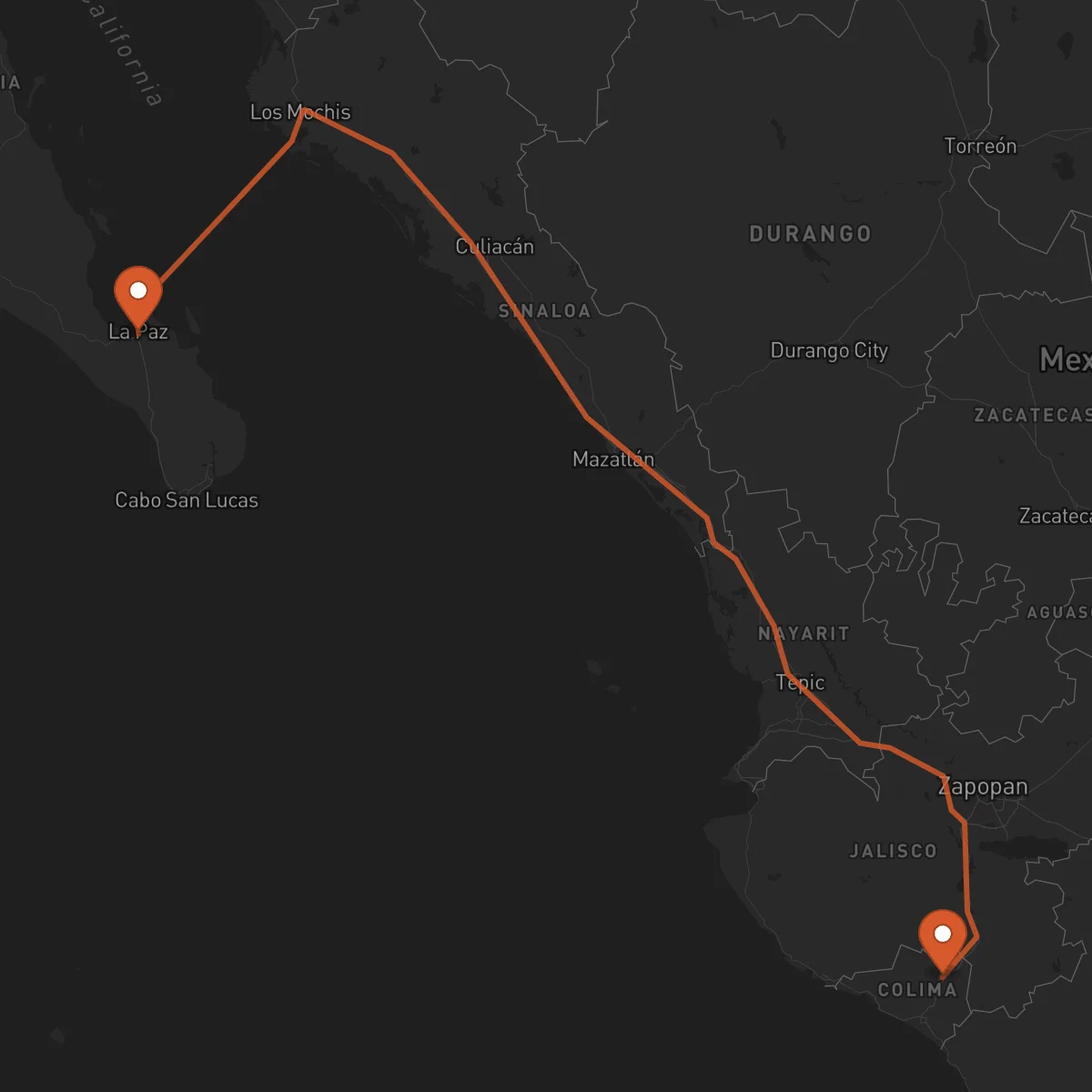 Ruta La Paz - Colima