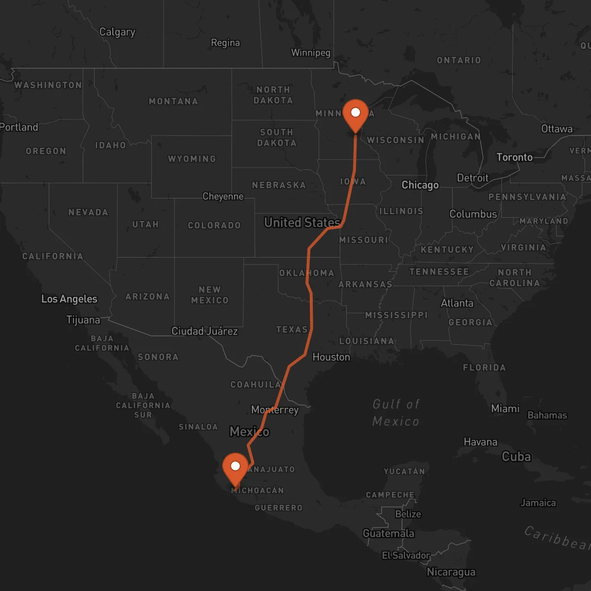 Ruta Minneapolis - Colima