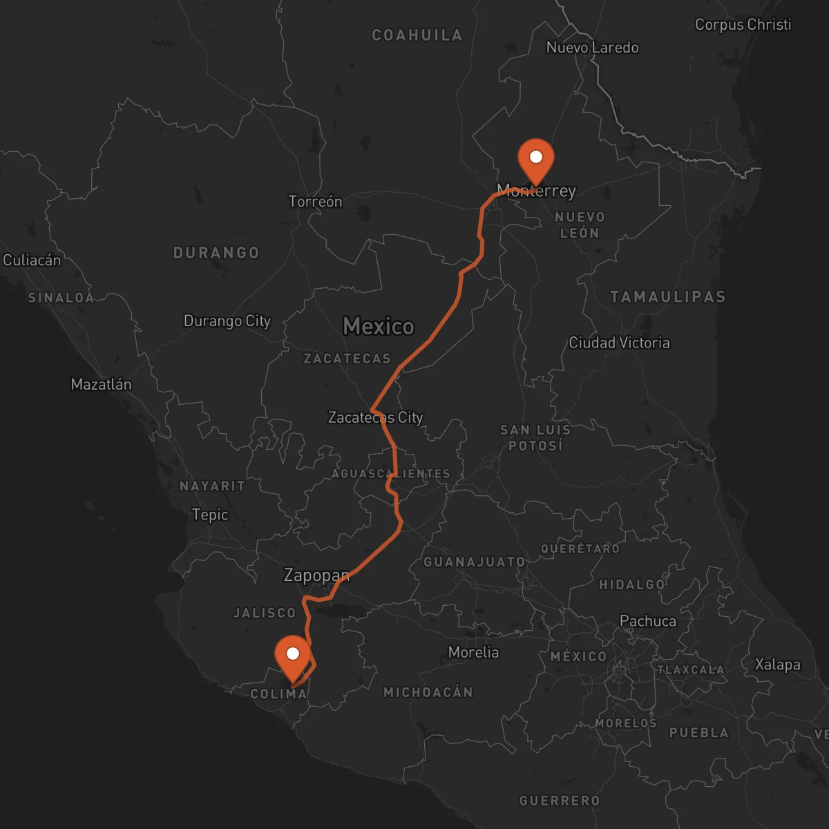 Ruta Monterrey - Colima