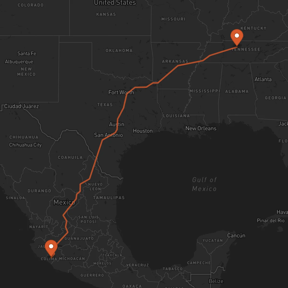 Ruta Nashville - Colima