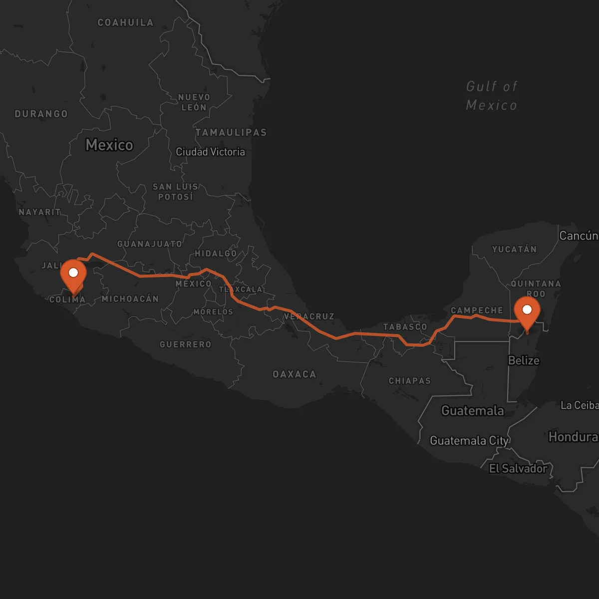 Ruta Orange Walk Town - Colima