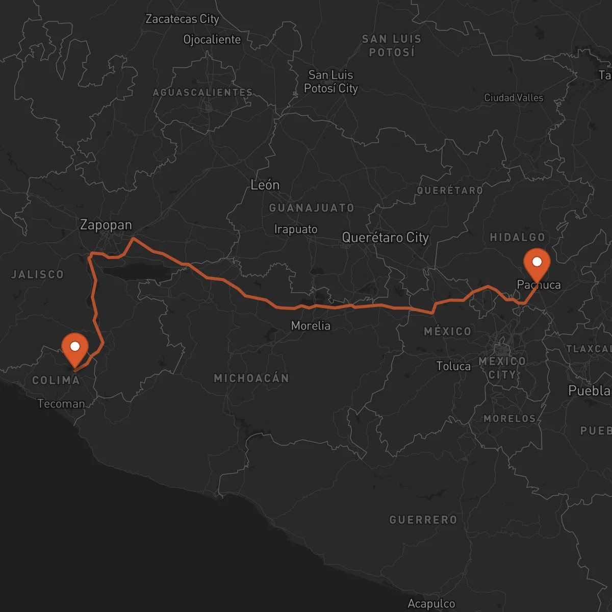 Ruta Pachuca de Soto - Colima